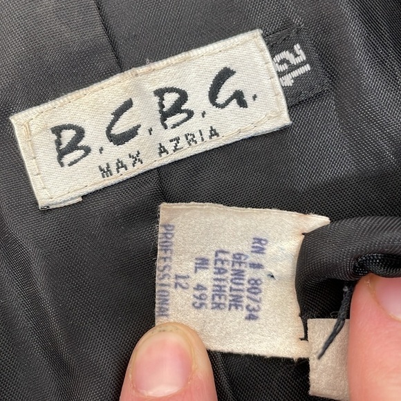 BCBGMAXAZRIA Jacket Women's 12 Black Leather Collar Buttons Pockets Blazer - Picture 13 of 17